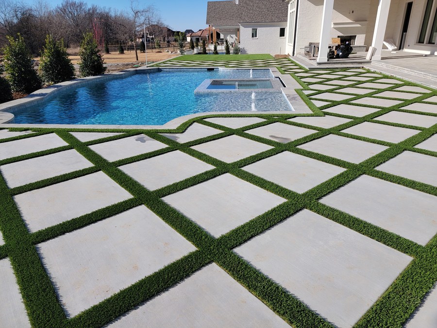 Swimming Pool Turf And Concrete